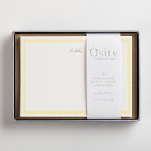 Load image into Gallery viewer, 8 CuriOsity Personalised Letterpress Notecards, Amelia Yellow