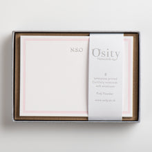 Load image into Gallery viewer, 8 CuriOsity Personalised Letterpress Notecards, Pink Powder