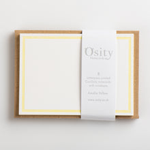 Load image into Gallery viewer, 8 CuriOsity Letterpress Notecards, Amelia Yellow