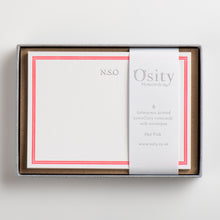 Load image into Gallery viewer, 8 LuminOsity Personalised Letterpress Notecards, Hot Pink