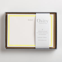 Load image into Gallery viewer, 8 LuminOsity Personalised Letterpress Notecards, Luminous Yellow