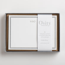 Load image into Gallery viewer, 8 LuminOsity Personalised Letterpress Notecards, Subtle Silver