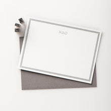 Load image into Gallery viewer, 8 LuminOsity Personalised Letterpress Notecards, Subtle Silver
