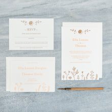 Load image into Gallery viewer, Osity wedding and party stationery letterpress printed in two colours Autumn design