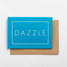 Load image into Gallery viewer, Dazzle Card, White on Swimming Pool Blue