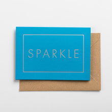 Load image into Gallery viewer, Sparkle Card, Silver on Swimming Pool Blue