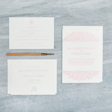 Load image into Gallery viewer, Osity wedding and party stationery letterpress printed in one colour Summer design