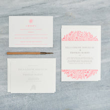 Load image into Gallery viewer, Osity wedding and party stationery letterpress printed in two colours Summer design