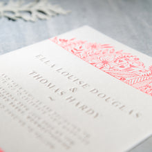 Load image into Gallery viewer, Osity wedding and party stationery letterpress printed in two colours pink and grey Summer design