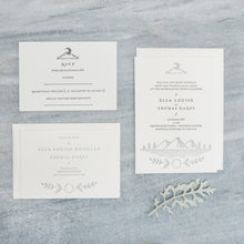 Load image into Gallery viewer, Osity wedding and party stationery letterpress printed in two colours Winter design