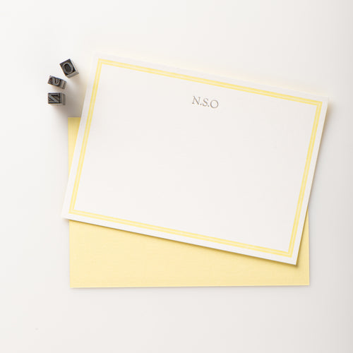 8 CuriOsity Personalised Letterpress Notecards, Amelia Yellow