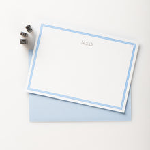 Load image into Gallery viewer, 8 CuriOsity Personalised Letterpress Notecards, Soft Vintage Blue
