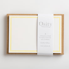 Load image into Gallery viewer, 8 CuriOsity Letterpress Notecards, Amelia Yellow
