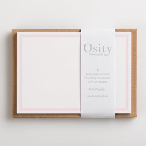 8 CuriOsity Letterpress Notecards, Pink Powder