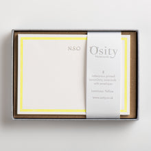 Load image into Gallery viewer, 8 LuminOsity Personalised Letterpress Notecards, Luminous Yellow

