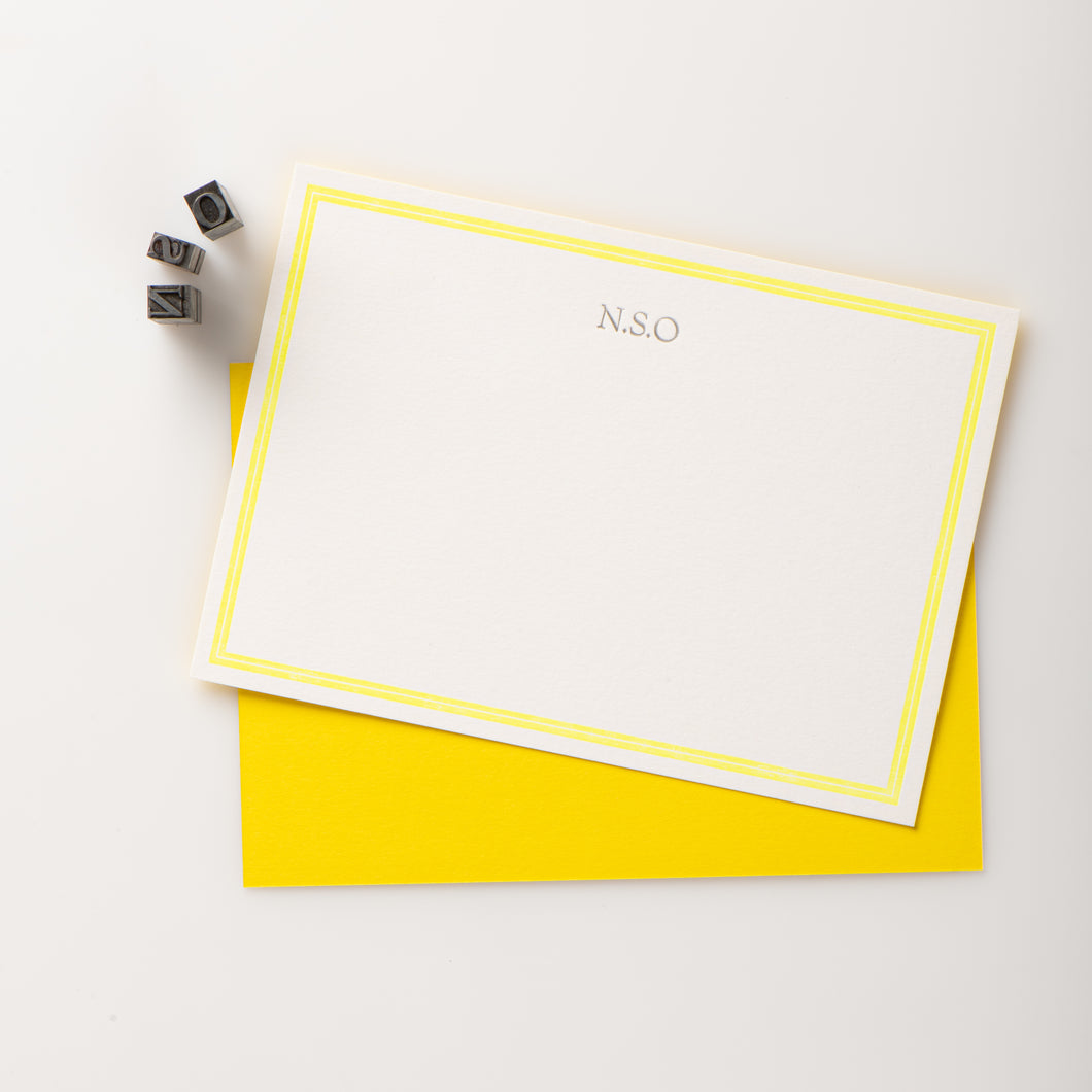 8 LuminOsity Personalised Letterpress Notecards, Luminous Yellow
