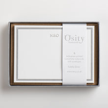 Load image into Gallery viewer, 8 LuminOsity Personalised Letterpress Notecards, Subtle Silver
