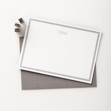 Load image into Gallery viewer, 8 LuminOsity Personalised Letterpress Notecards, Subtle Silver
