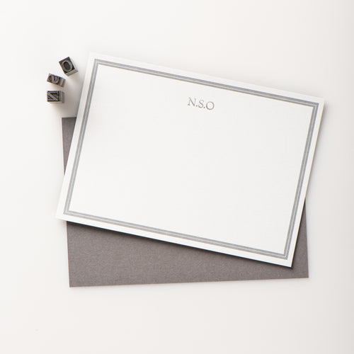 8 LuminOsity Personalised Letterpress Notecards, Subtle Silver