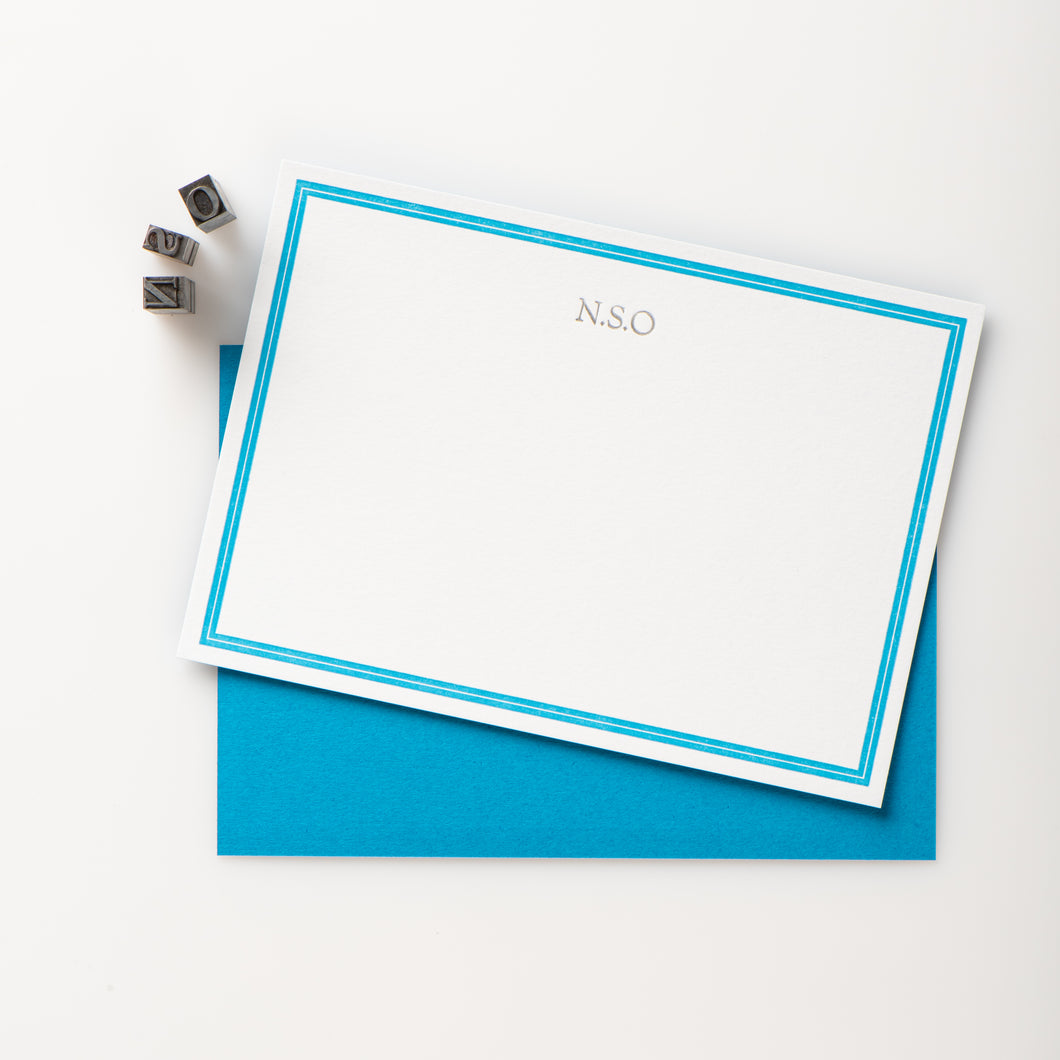 8 LuminOsity Personalised Letterpress Notecards, Swimming Pool Blue