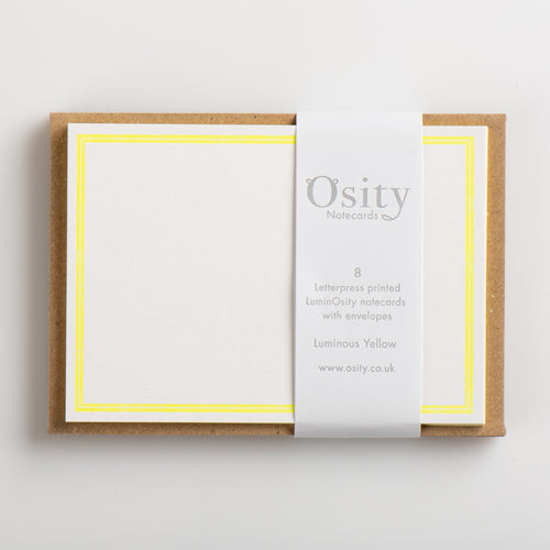 8 LuminOsity Letterpress Notecards, Luminous Yellow
