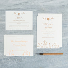 Load image into Gallery viewer, Osity wedding and party stationery letterpress printed in one colour Autumn design
