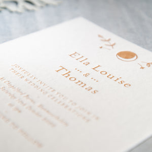 Osity wedding and party stationery letterpress printed in one colour sepia brown Autumn design