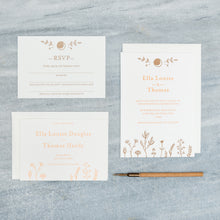 Load image into Gallery viewer, Osity wedding and party stationery letterpress printed in two colours Autumn design
