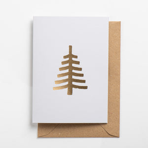 Christmas Tree Card, Gold on Glacier