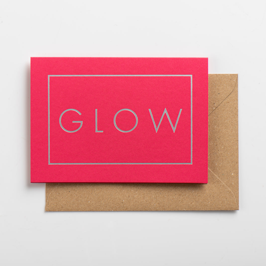 Glow Card, Silver on Hot Pink