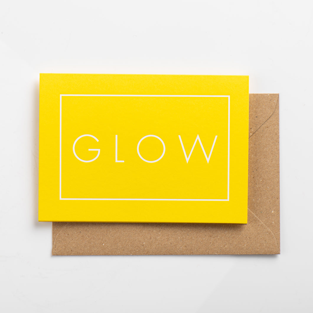 Glow Card, White on Luminous Yellow
