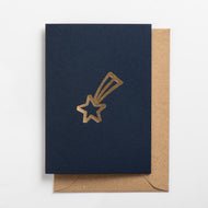 Shooting Star Card, Gold on Deep Blue