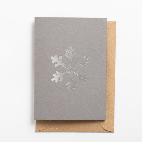 Snowflake Card, Silver on Flint