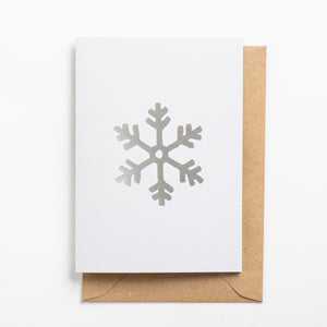 Snowflake Card, Silver on Glacier