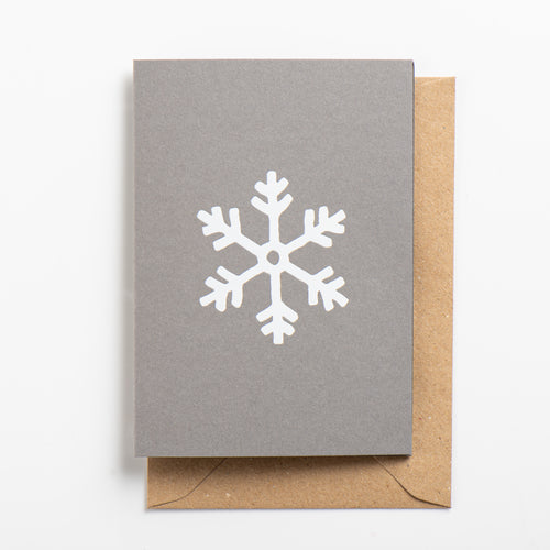 Snowflake Card, White Gloss on Flint