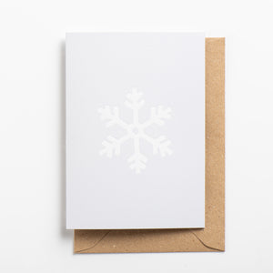 Snowflake Card, White Gloss on Glacier