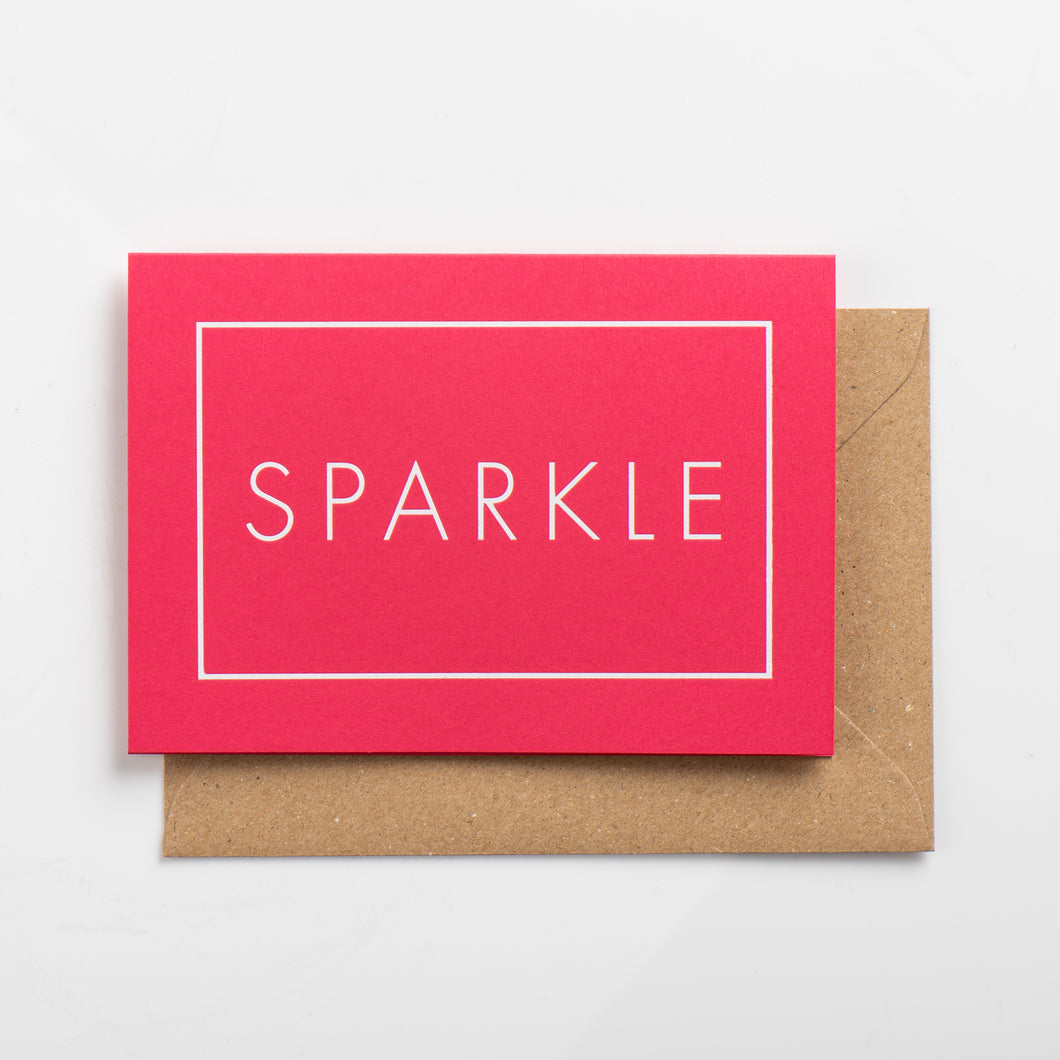 Sparkle Card, White on Hot Pink