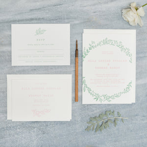 Osity wedding and party stationery letterpress printed in two colours Spring design