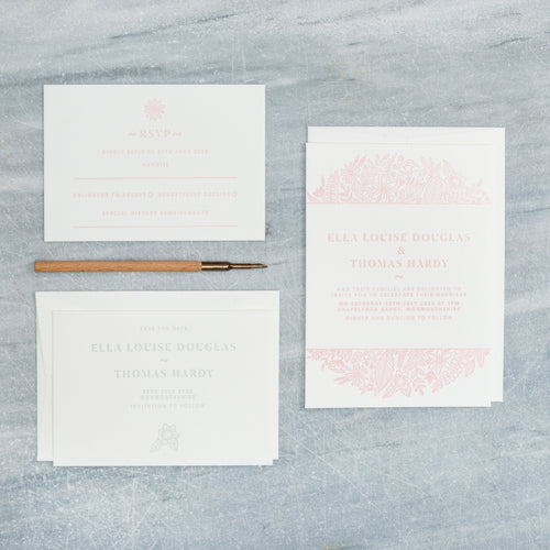 Osity wedding and party stationery letterpress printed in one colour Summer design