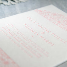 Load image into Gallery viewer, Osity wedding and party stationery letterpress printed in one colour pink Summer design

