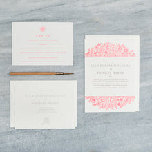 Load image into Gallery viewer, Osity wedding and party stationery letterpress printed in two colours Summer design
