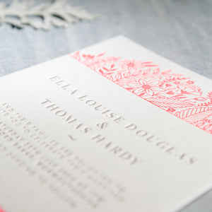 Osity wedding and party stationery letterpress printed in two colours pink and grey Summer design