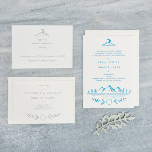 Osity wedding and party stationery letterpress printed in one colour Winter design