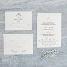 Load image into Gallery viewer, Osity wedding and party stationery letterpress printed in two colours Winter design
