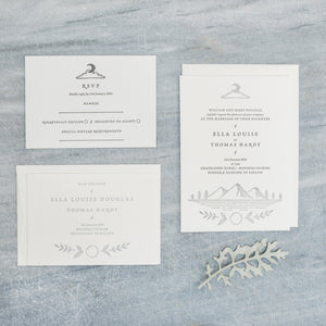 Osity wedding and party stationery letterpress printed in two colours Winter design